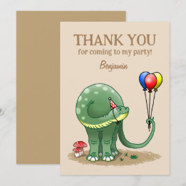 Dinosaurier mit Balloons zum Geburtstag Dankeskarte
