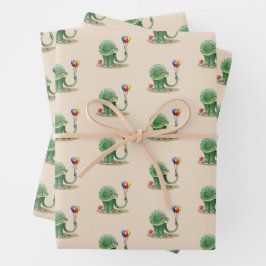 Dinosaurier mit Balloons zum Geburtstag Geschenkpapier Set