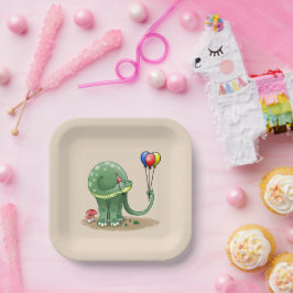 Dinosaurier mit Balloons zum Geburtstag Pappteller