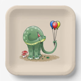 Dinosaurier mit Balloons zum Geburtstag Pappteller