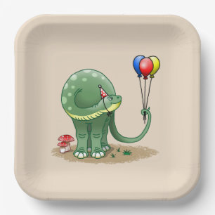 Dinosaurier mit Balloons zum Geburtstag Pappteller