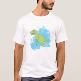 Dinosaurier mit blauem Paint T-Shirt