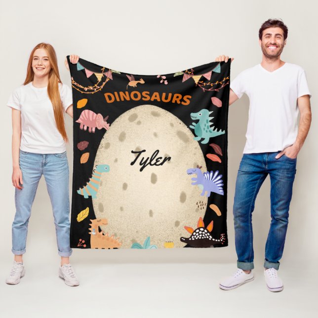 Dinosaurier mit Dinosauriern und Dino-Eiern Fleecedecke (Beispiel)