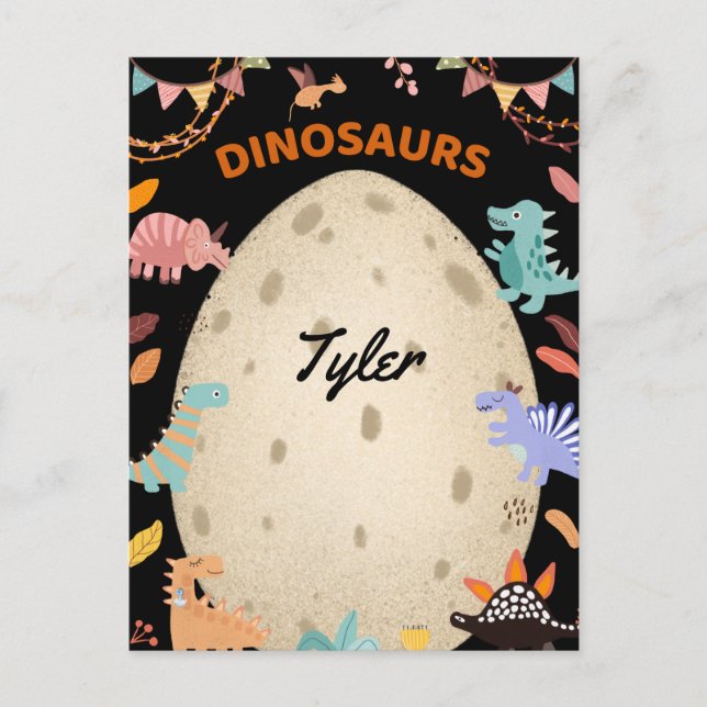 Dinosaurier mit Dinosauriern und Dino-Eiern Postkarte (Vorderseite)