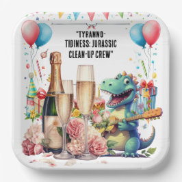 Dinosaurier mit Getränken Pappteller