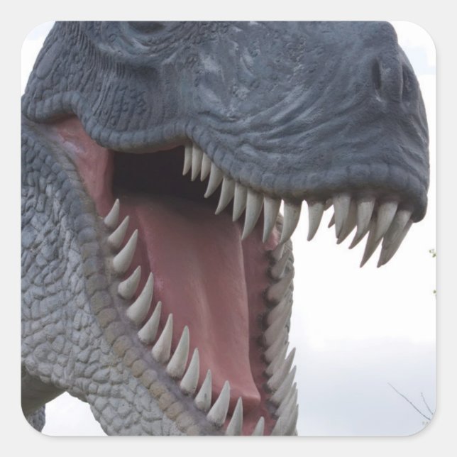 Dinosaurier mit großen Zähnen Quadratischer Aufkleber (Vorderseite)