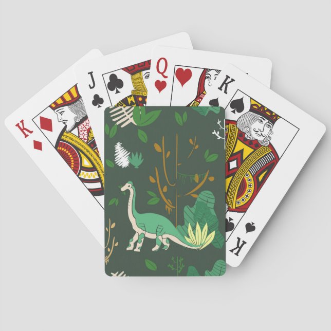 Dinosaurier mit grüner Hand Spielkarten (Rückseite)