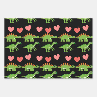 Dinosaurier mit Liebe-Umschlagpapier Geschenkpapier Set