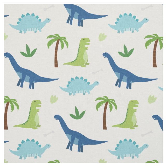 Dinosaurier mit T-Rex, Brachiosaurus, Stegosaurus Stoff (Muster)