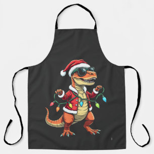 Dinosaurier mit Weihnachtslicht-Weihnachtsmannmütz Schürze