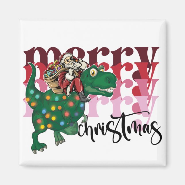 Dinosaurier mit Weihnachtsmann Magnet (Vorne)