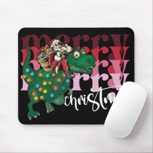 Dinosaurier mit Weihnachtsmann Mousepad