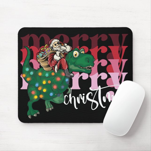 Dinosaurier mit Weihnachtsmann Mousepad (Mit Mouse)