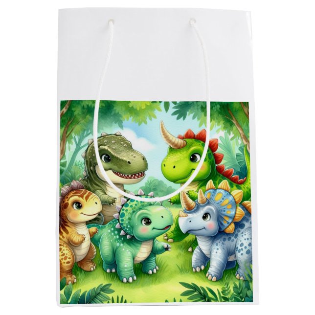Dinosaurier Mittlere Geschenktüte (Vorderseite)