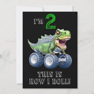 Dinosaurier-Monster-LKW personalisiert Geburtstag Einladung