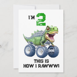 Dinosaurier-Monster-LKW personalisiert Geburtstag Einladung
