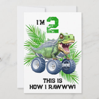 Dinosaurier-Monster-LKW personalisierter Kindergeb Einladung