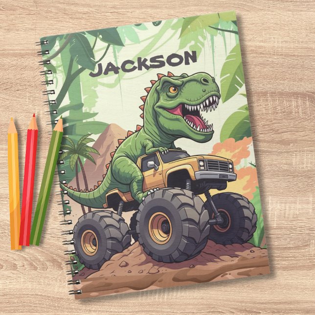 Dinosaurier Monster Truck Custom Back to School Notizblock (Von Creator hochgeladen)