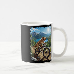 Dinosaurier-Mountainbiking durch den Waldweg  Kaffeetasse