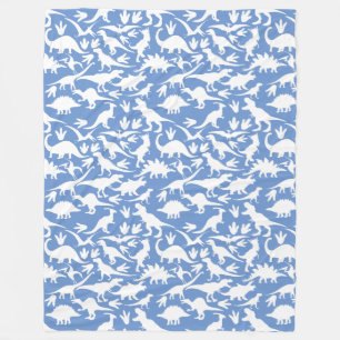 Dinosaurier Muster 01 w. LBlue BG Fleecedecke