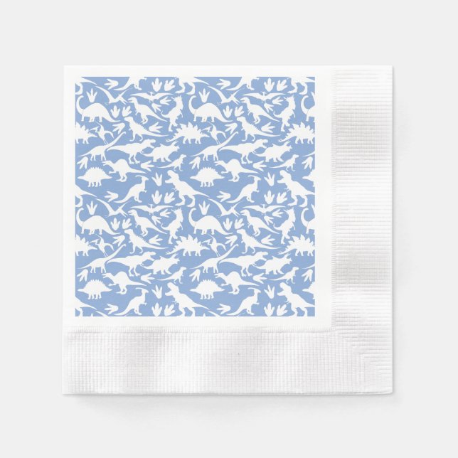 Dinosaurier Muster 01 w. LBlue BG Serviette (Vorderseite)