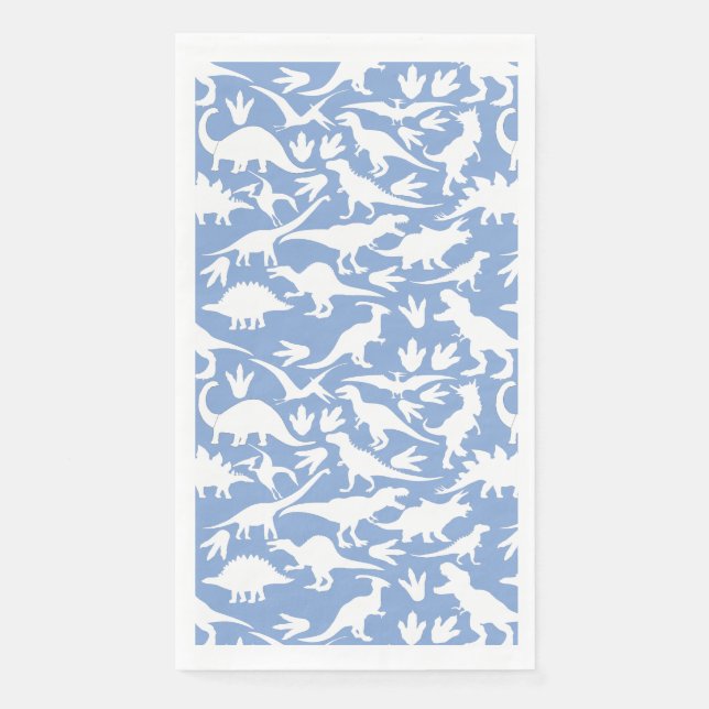 Dinosaurier Muster 01 w. LBlue BG Serviette (Vorderseite)