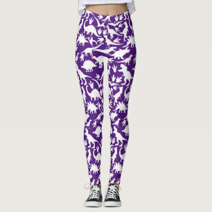 Dinosaurier Muster 01 w. Lila BG Leggings