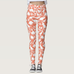 Dinosaurier Muster 01 w. Orange BG Leggings