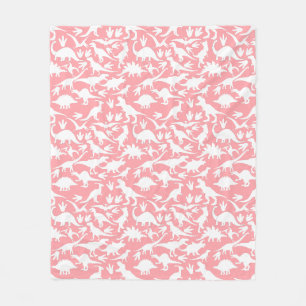 Dinosaurier Muster 01 w. Rosa BG Fleecedecke