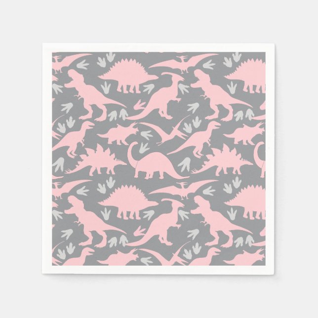 Dinosaurier Muster 05.P. Gray BG Serviette (Vorderseite)