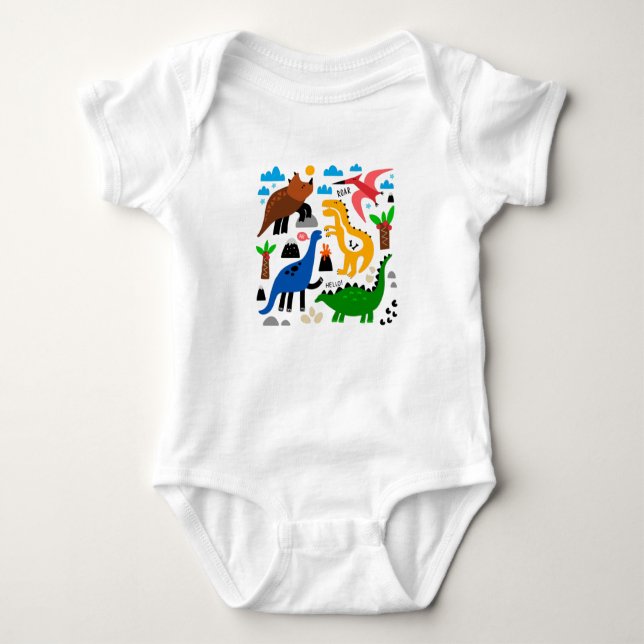 Dinosaurier-Muster Baby Strampler (Vorderseite)