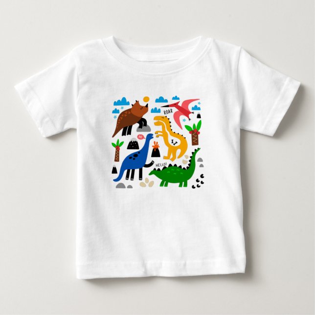 Dinosaurier-Muster Baby T-shirt (Vorderseite)