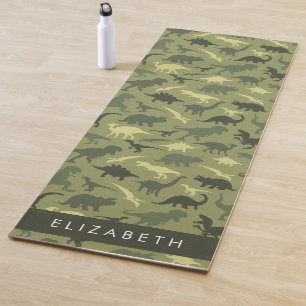 Dinosaurier Muster, Dinosaur Silhouette, Ihr Name Yogamatte