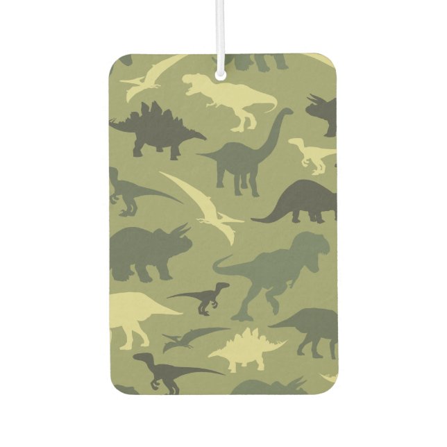 Dinosaurier-Muster, Dinosaurier-Silhouette, grüner Autolufterfrischer (Vorderseite)