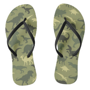 Dinosaurier-Muster, Dinosaurier-Silhouette, grüner Flip Flops