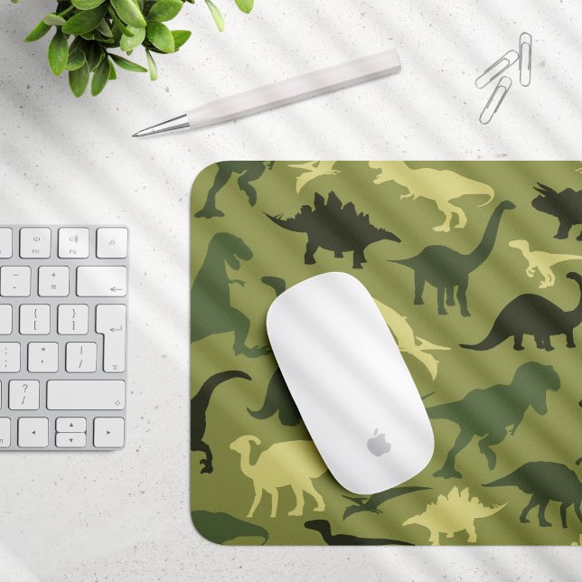 Dinosaurier-Muster, Dinosaurier-Silhouette, grüner Mousepad (Von Creator hochgeladen)