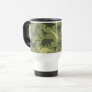 Dinosaurier-Muster, Dinosaurier-Silhouette, grüner Reisebecher