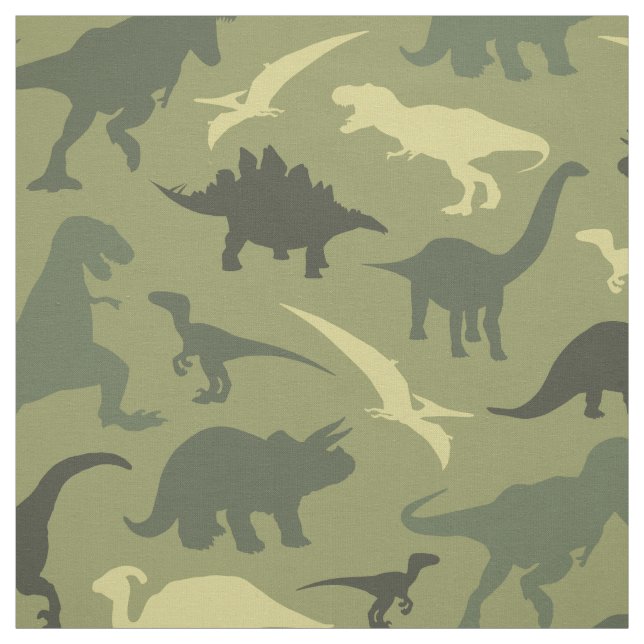 Dinosaurier-Muster, Dinosaurier-Silhouette, grüner Stoff (Muster)