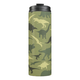 Dinosaurier-Muster, Dinosaurier-Silhouette, grüner Thermosbecher