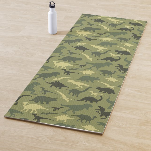 Dinosaurier-Muster, Dinosaurier-Silhouette, grüner Yogamatte (Beispiel)