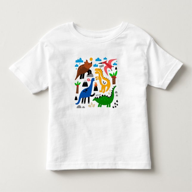 Dinosaurier-Muster Kleinkind T-shirt (Vorderseite)