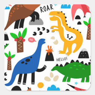 Dinosaurier-Muster Quadratischer Aufkleber