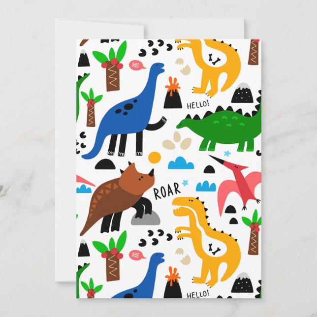 Dinosaurier-Muster Save The Date (Vorderseite)
