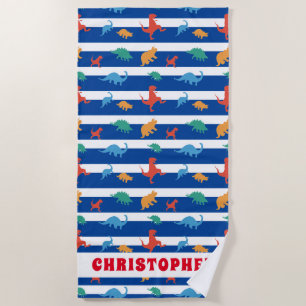 Dinosaurier Navy Stripes Muster Sommerkids Strandtuch
