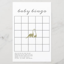 Dinosaurier Neutral Baby Shower Bingo Game