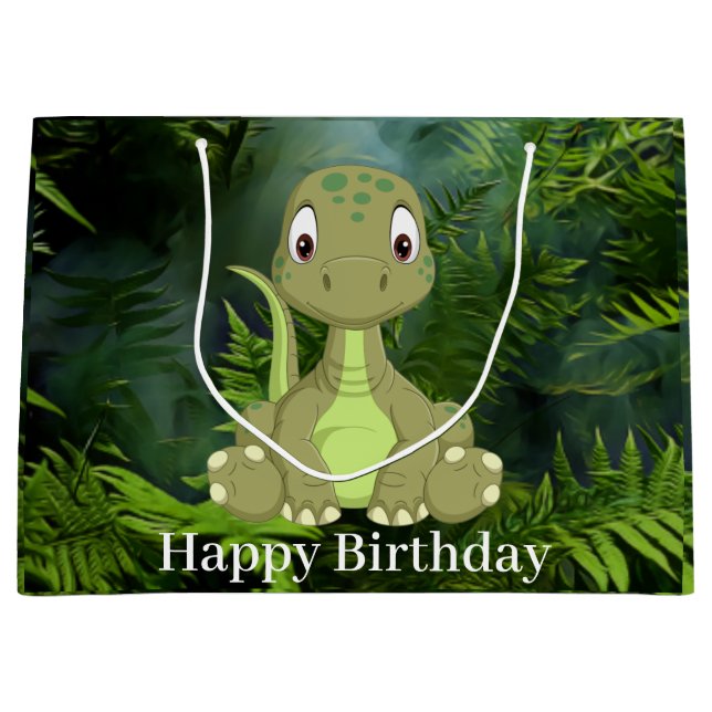 Dinosaurier Niedlich Grünes Jurassisches Party Große Geschenktüte (Vorderseite)