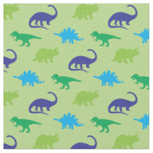 Dinosaurier Niedliche Silhouetten Blau und Grün Ki Stoff