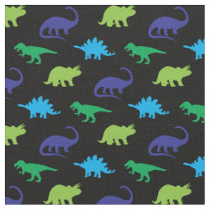 Dinosaurier Niedliche Silhouetten Blaue und grüne Stoff