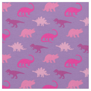 Dinosaurier Niedliche Silhouetten Pink Girls Kinde Stoff