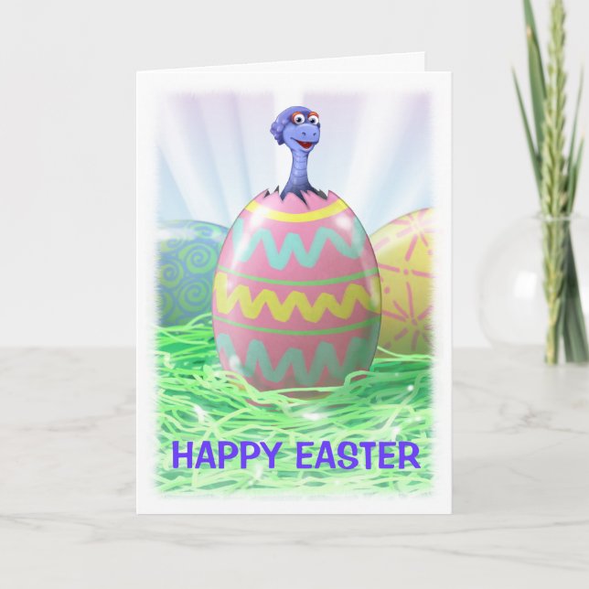Dinosaurier-Ostern-Karte Feiertagskarte (Vorderseite)